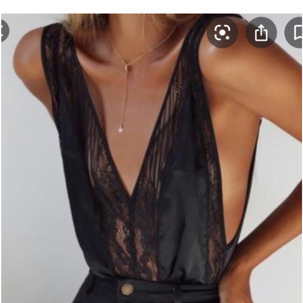 Gooseberry Intimates Love Stories blue velvet and lace low back bodysuit
